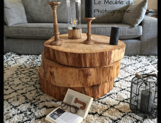 3 rondins superposés pour une table basse