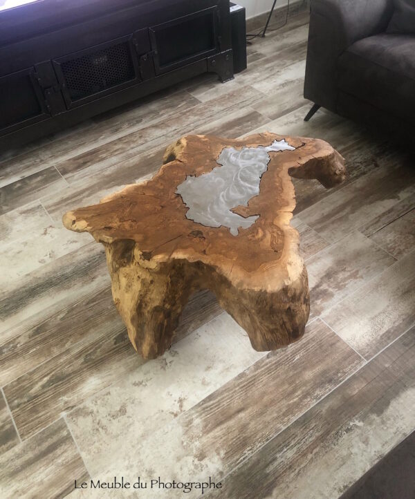 Table basse rondin de chêne acier - 2 dispo – Image 10