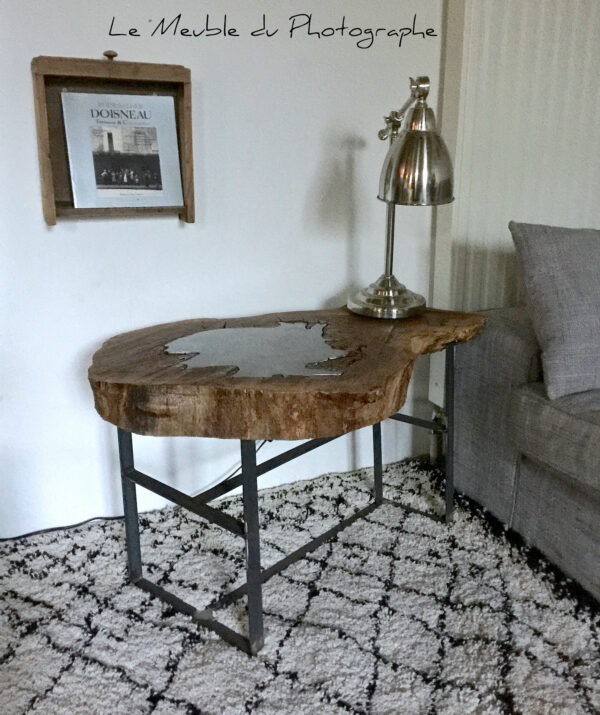Table basse rondin de chêne acier - 2 dispo – Image 8