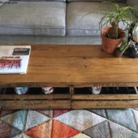 Table basse / banc caisses en bois