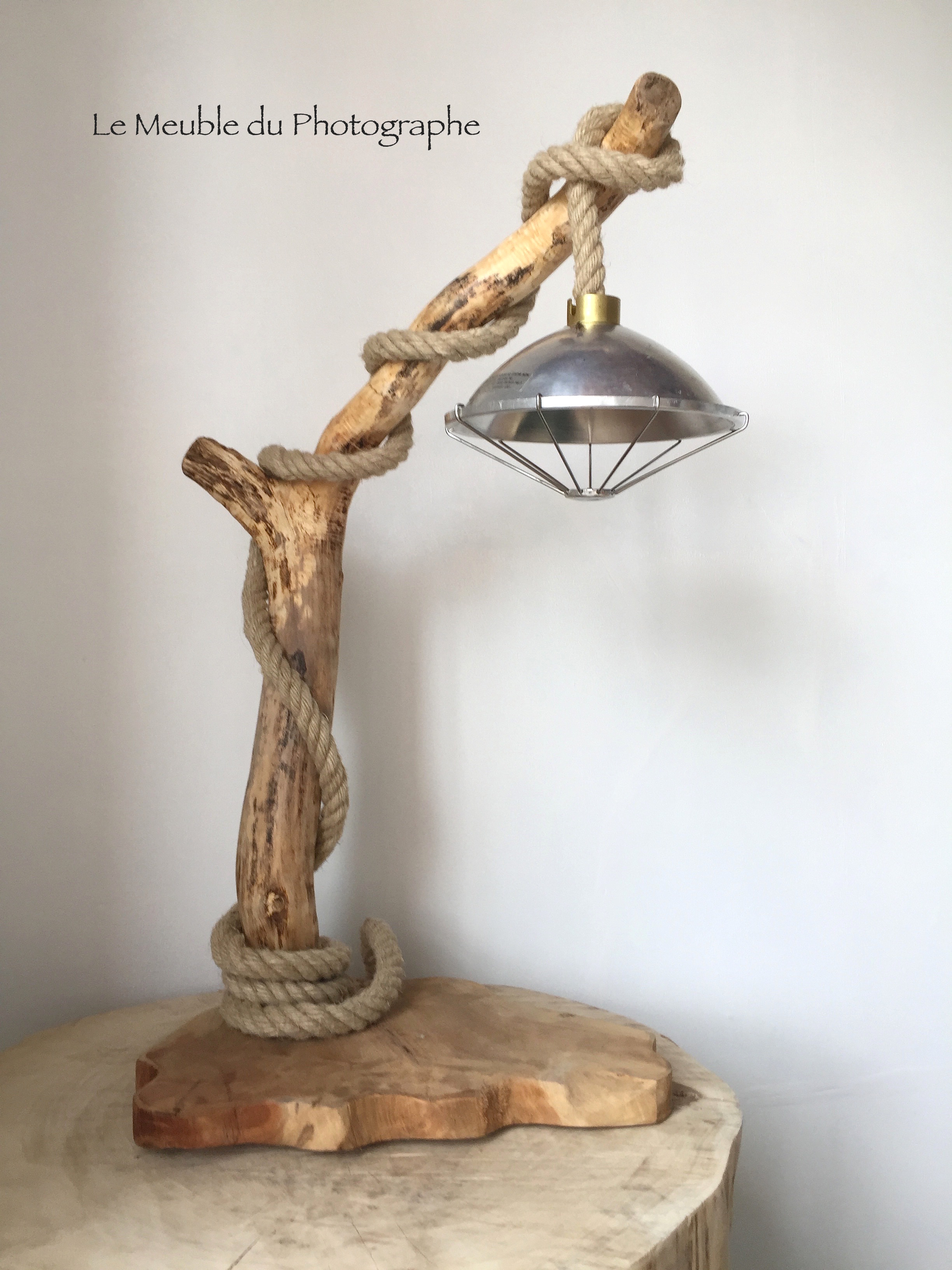 Grande lampe à poser en bois flotté 80cm - Le Meuble Du Photographe