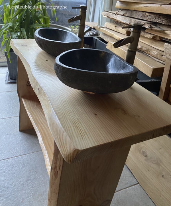 Meuble vasque en bois massif simple ou double vasque