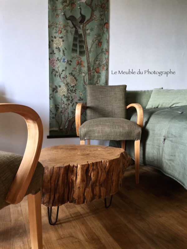 Table basse rondin de chêne 50cm - vendue 1 dispo – Image 3