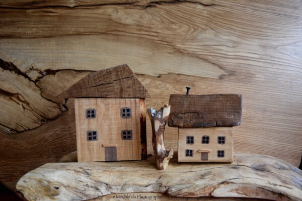 Petites maisons en bois; Une déco originale avec des chutes de bois. Artisanat français.