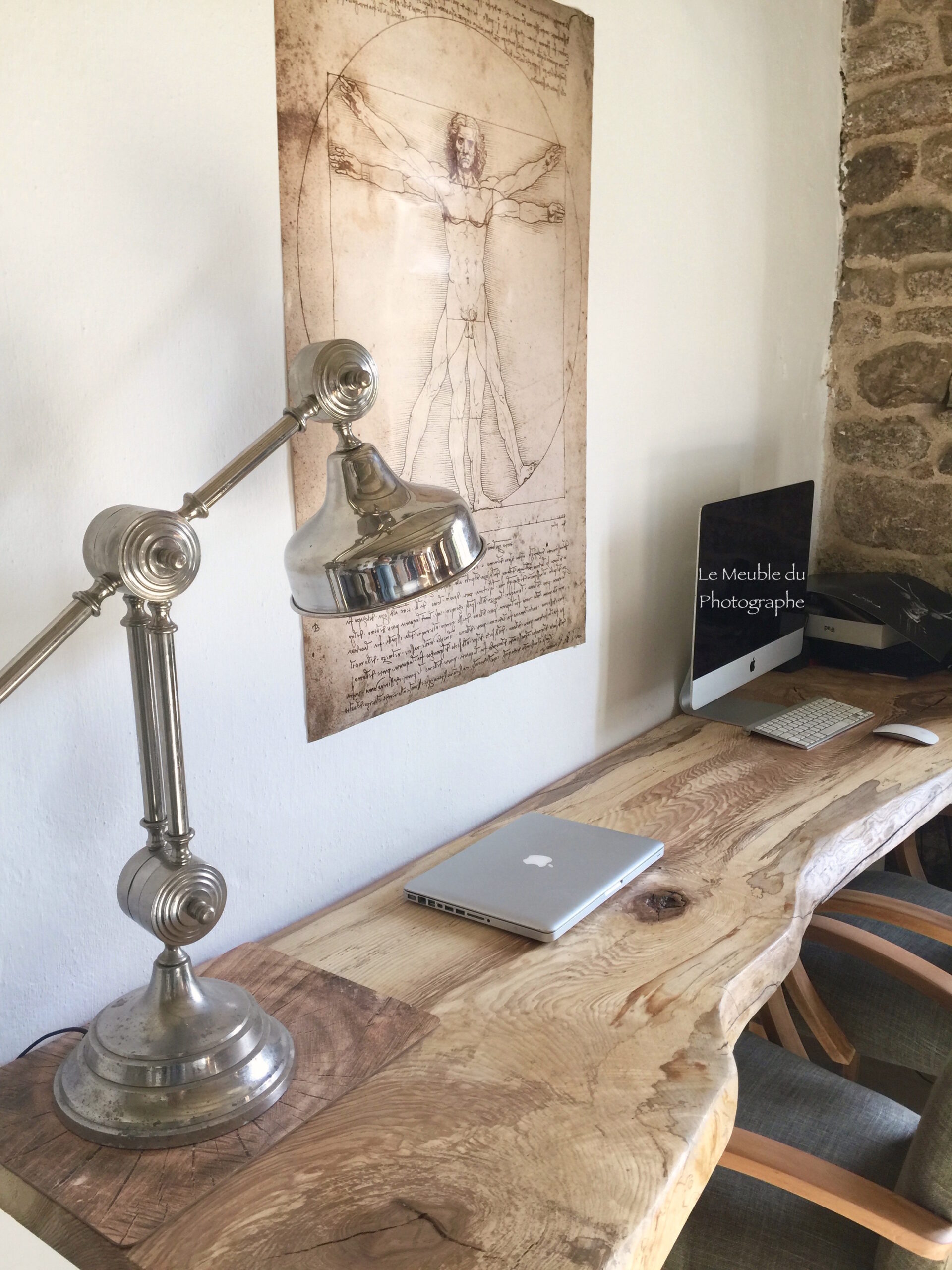 Bureau en frêne massif - sur mesure - Le Meuble Du Photographe