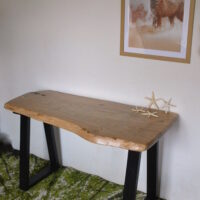 bureau bois massif en frêne, pieds noirs