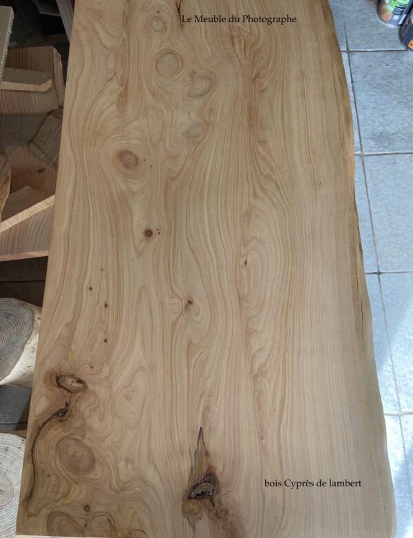 plateau bois massif pour meuble vasque en cyprès de lambert sur mesure