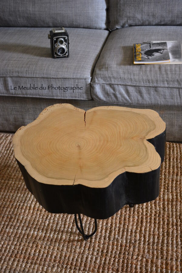 table basse rondin noir