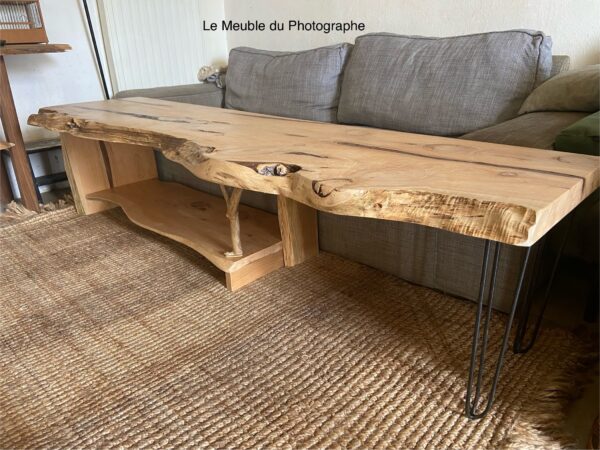 Meuble bas pour télé tv en bois massif forme arbre. Jusqu'à 2m. Fabrication française sur mesure.