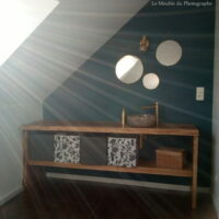 grand meuble vasque bois massif en sequoia sur mesure