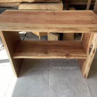 meuble salle de bain en planche de bois brut et massif en sequoia 110 cm artisanal