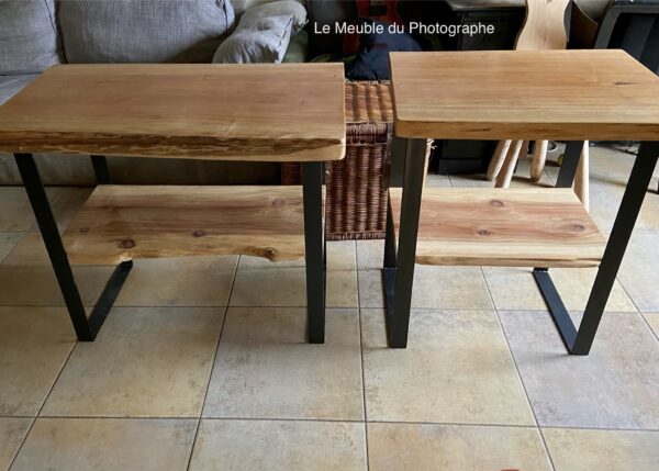 Meuble bois massif séquoia et pieds métal noir