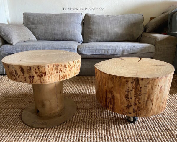 2 tables basses rondin assorties