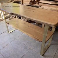 Meuble salle de bain pieds métal bronze bois massif