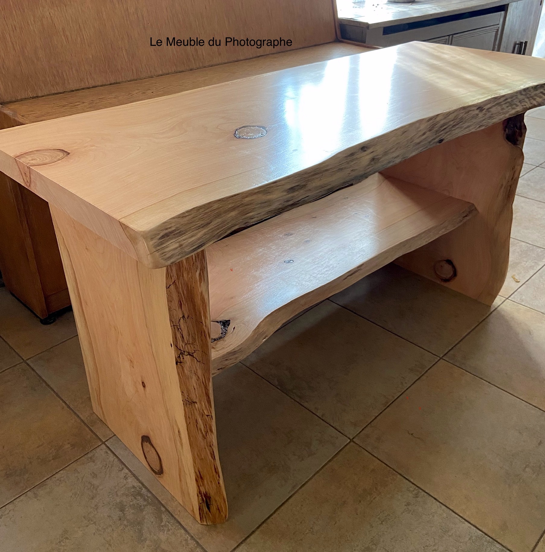 Meuble double vasque bois massif 150cm.