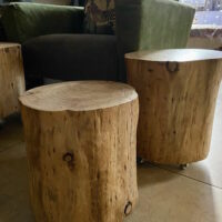 rondins de bois pin sur roulettes