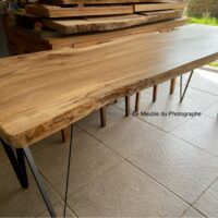 bureau bois massif 2m en frêne avec pieds metal