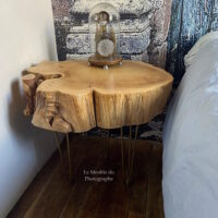 table de nuit rondin de bois