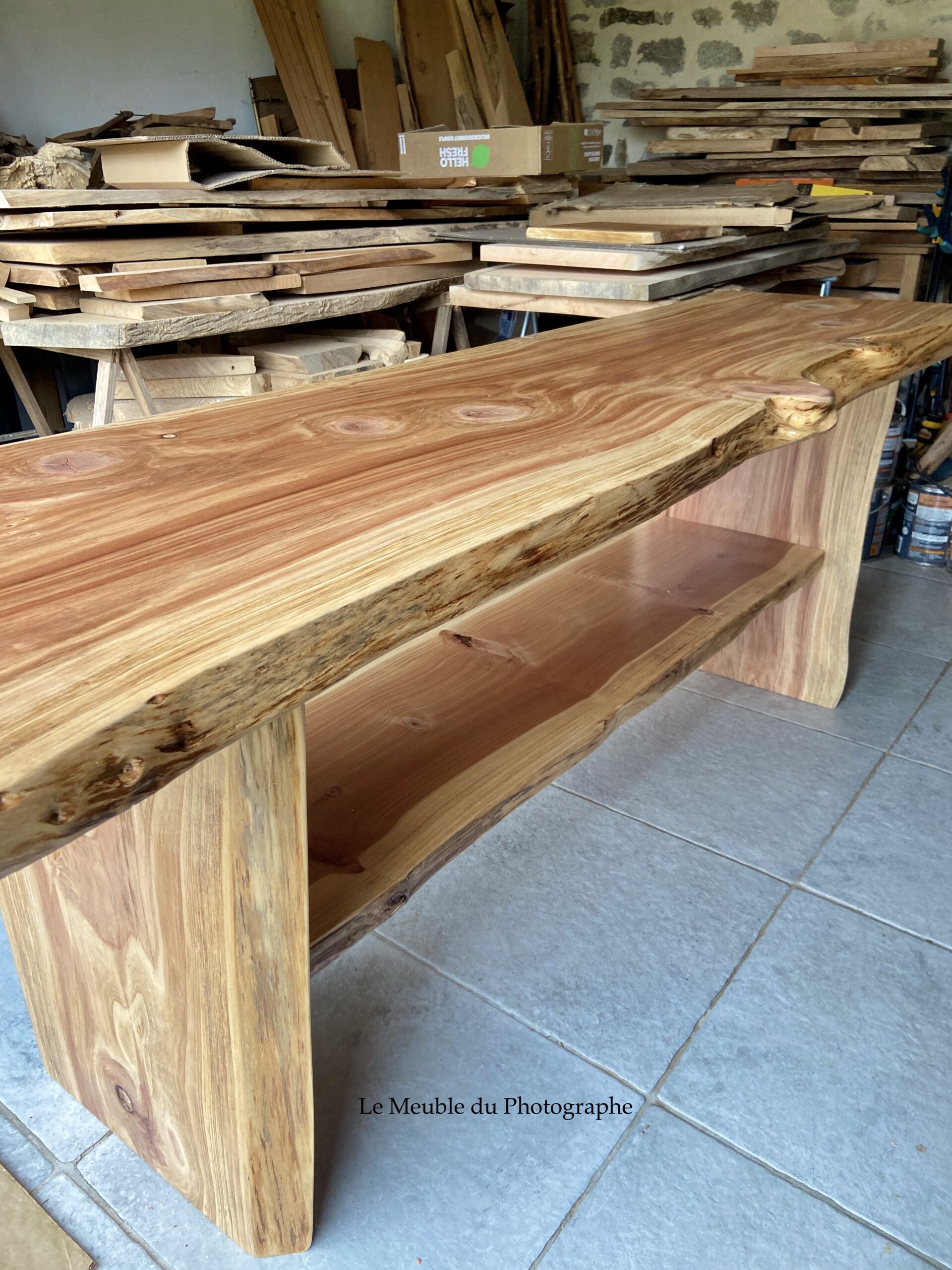 Meuble double vasque pour salle de bain sur mesure en bois massif de séquoia