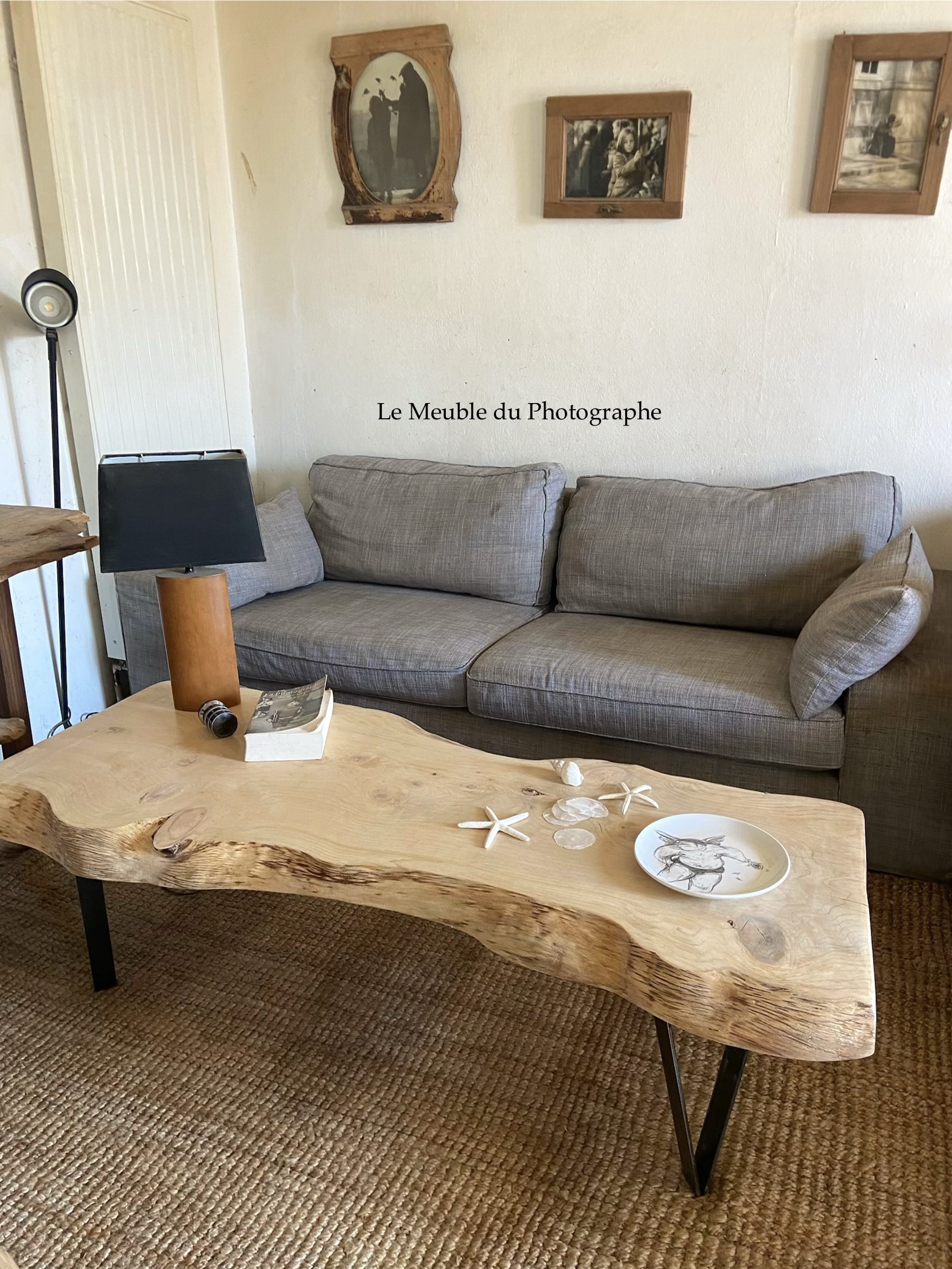Grande table basse en bois massif forme arbre 150cm